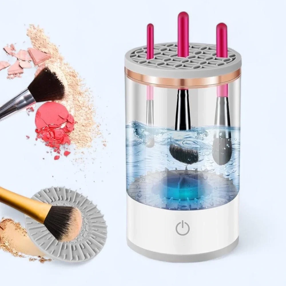 BRAND NEW 2-in-1 Electric Makeup Brush Portable Cleaner Machine And Storage